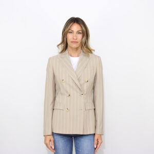 Blazer doppiopetto slim in gessato tortora
