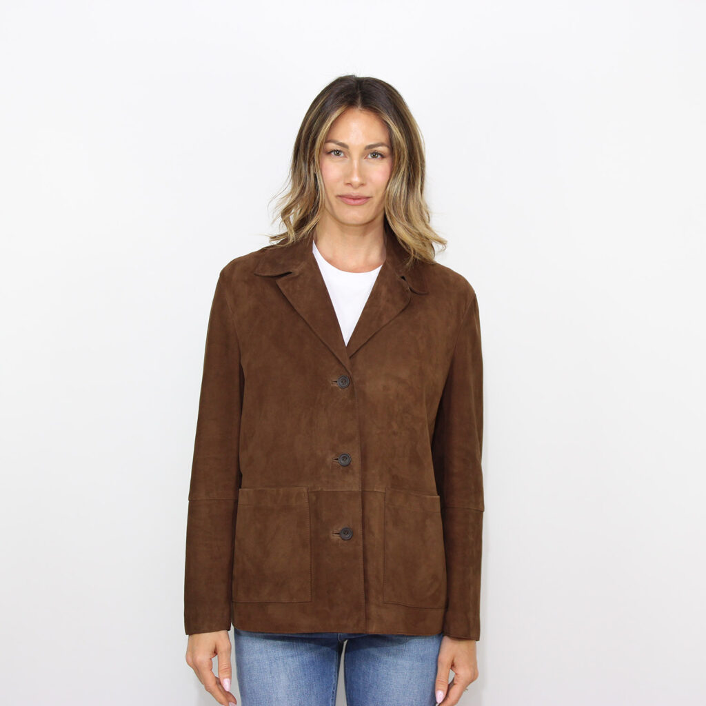 Blazer in suede marrone