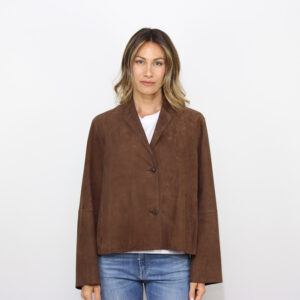 Giacca over in suede caffè