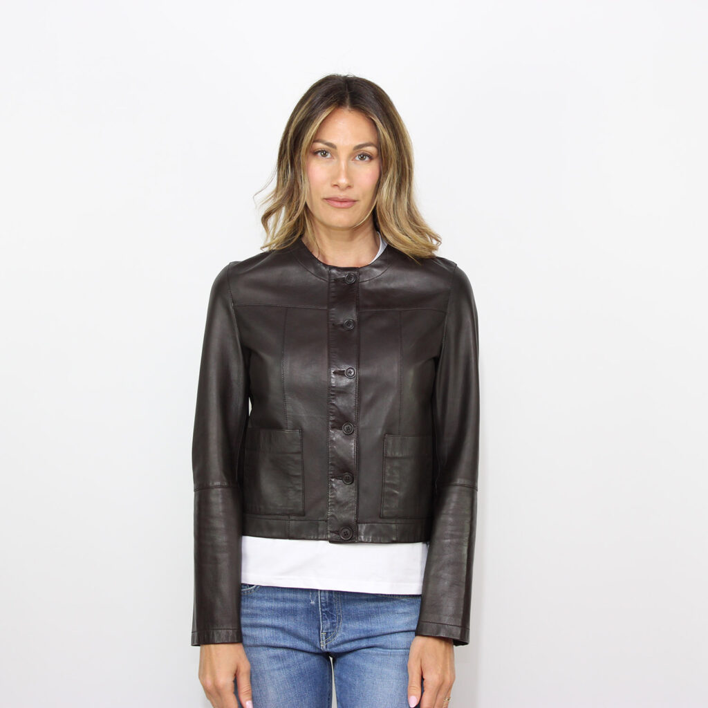 Giubbo chanel in pelle nappa testa di moro