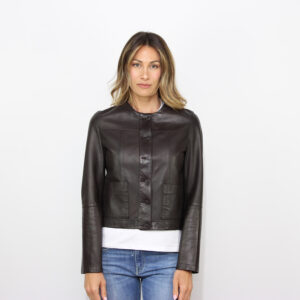 Giubbo chanel in pelle nappa testa di moro