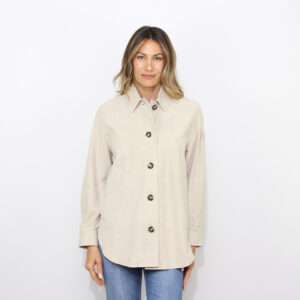 Overshirt Lya suede in pelle scamosciata pergamena