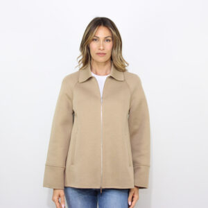Giacca Eliseo fullzip in jersey di cotone armaturato beige