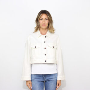 Giubbino regular in bull stretch bianco latte