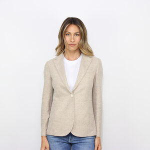 Giacca slim long coarse linen beige