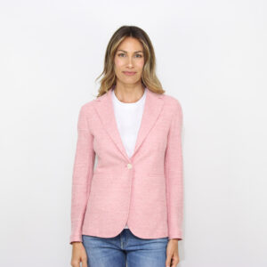 Giacca slim long coarse linen rosa