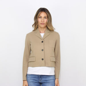 Giacca cropped in piquet sabbia