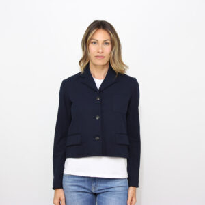 Giacca cropped in piquet blu