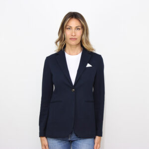 Giacca slim long oxford tinto light blu