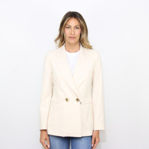Blazer doppiopetto Tropico in tela stretch bianco panna