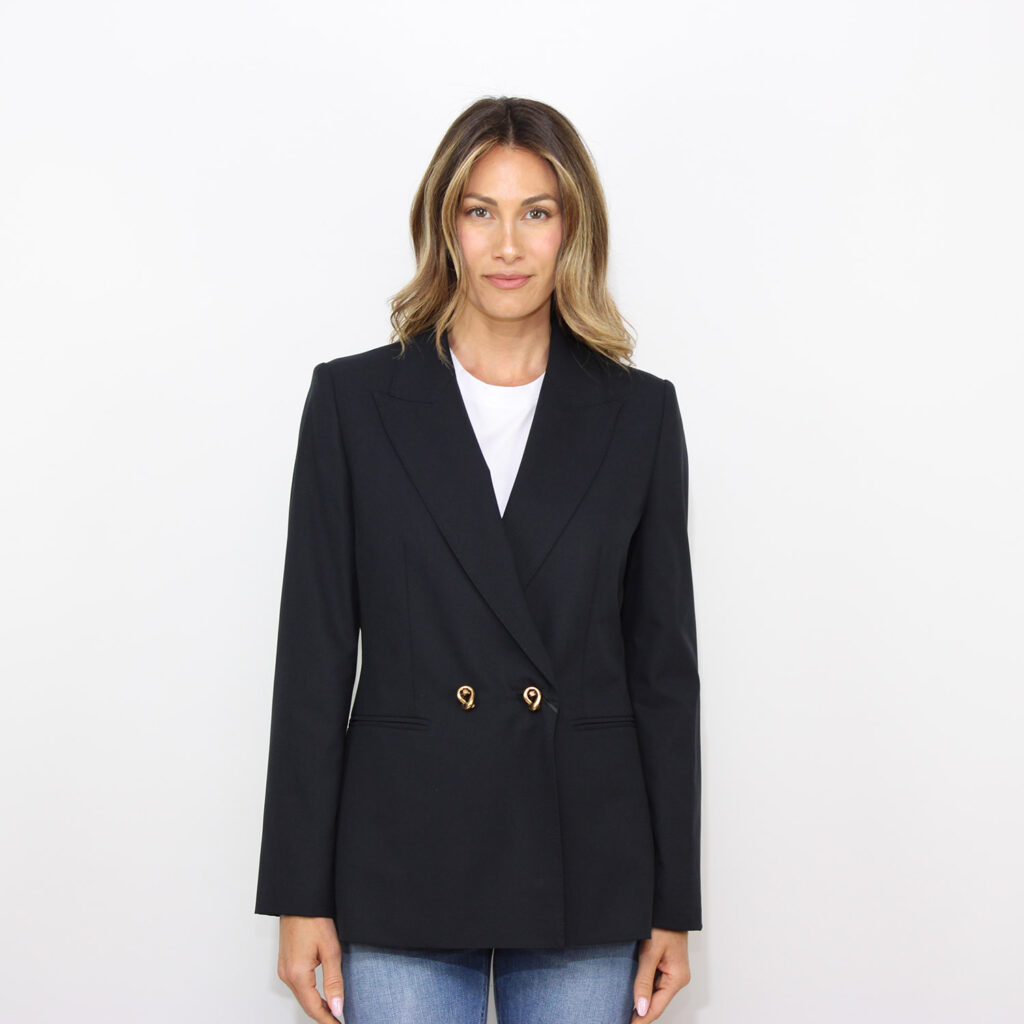 Blazer doppiopetto Tropico in tela stretch blu