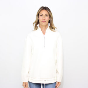 Felpa Madia mezza zip in doppio jersey tecnico bianco