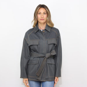 Sahariana West in jersey effetto denim piombo