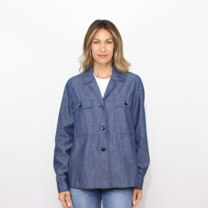 Overshirt in chambray di cotone lavaggio medio