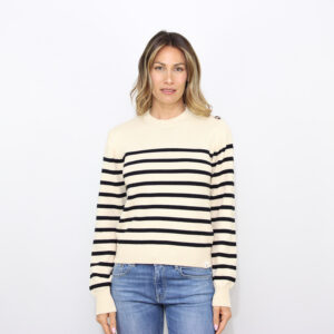 Maglia Viviane rig in tricot di cotone a righe merengue - blue