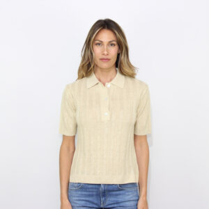 Polo a coste piatte Rivetto in lino burro
