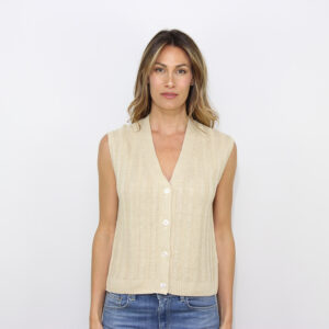 Gilet scollo V Ranghi in lino burro