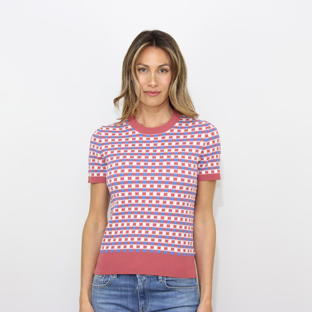 T-shirt jacquard check in filo multicolor
