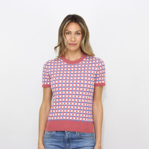 T-shirt jacquard check in filo multicolor