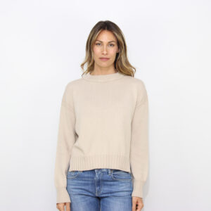 Maglia girocollo boxy beige