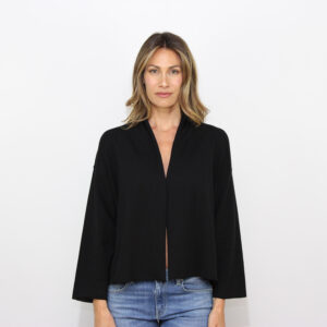 Cardigan in crepe di cotone nero