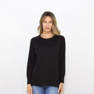 Maglia raglan scollo barchetta in seta cotone nero