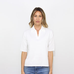 Polo in maglia rasata di cotone bianco