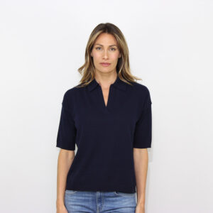 Polo in maglia rasata di cotone blu navy