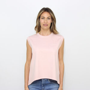 T-shirt girocollo regular in jersone trattato rosino