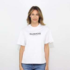 T-shirt girocollo regular in jersey con scritta bianco