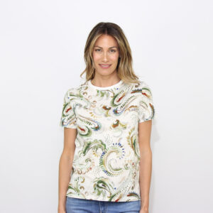 T-shirt Vista1 in jersey di cotone stampato bianco