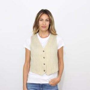 Gilet striped herringbone in premium piquet corn