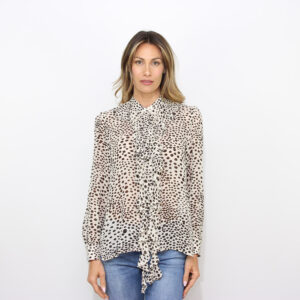Camicia Canapa in georgette con rouche panna