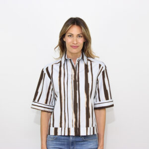 Camicia Pallore in popeline di cotone stampa moro azzurra