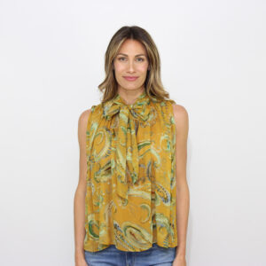 Top svasato Fatuo in creponne di viscosa cognac