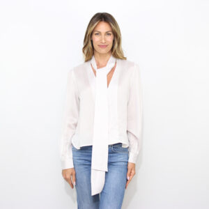 Blusa Ragni in seta e viscosa con fusciacca bianco