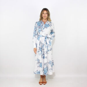 Abito chemisier Formica in popeline di cotone stretch bianco azzurro