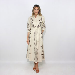 Abito Banda in lino ricamato panna