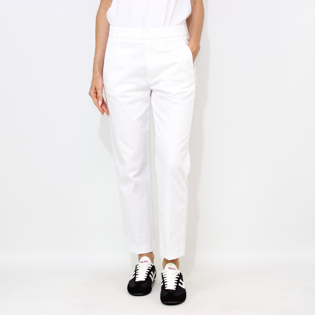 Pantalone Nima zip loose in gabardina compact bianco