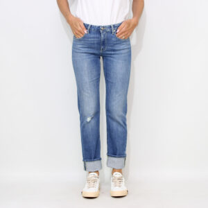 Jeans slim Coco in denim stretch lavaggio medio chiaro con rottura