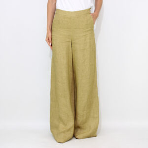 Pantalone wide leg Ottelia in lino natté kiwi