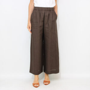 Pantalone Canneti in lino lavato con vita elasticizzata testa di moro