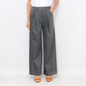 Pantalone con pieghe Sarta in jersey effetto denim piombo