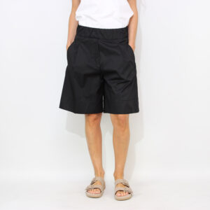 Bermuda con elastico in vita e pinces nero