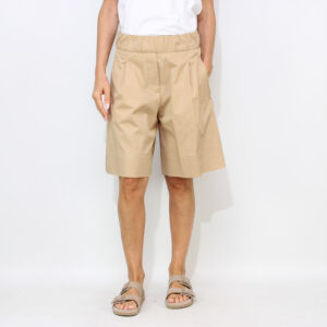 Bermuda con elastico in vita e pinces nocciola