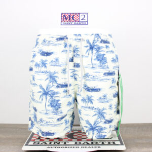 Costume Gustavia beach car toile latte e blu