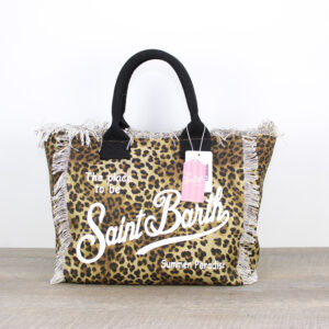 Borsa Vanity in canvas leopardata