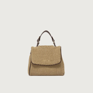 Borsa Sveva Zanzibar Mini in tessuto e pelle biscotto