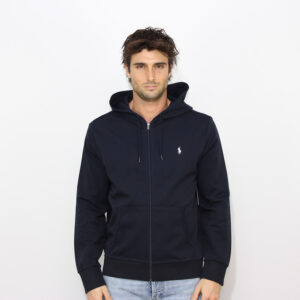 Felpa con cappuccio double knit tech fullzip aviator navy