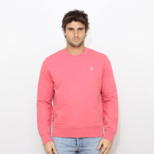 Felpa girocollo in cotone loopback red sunset